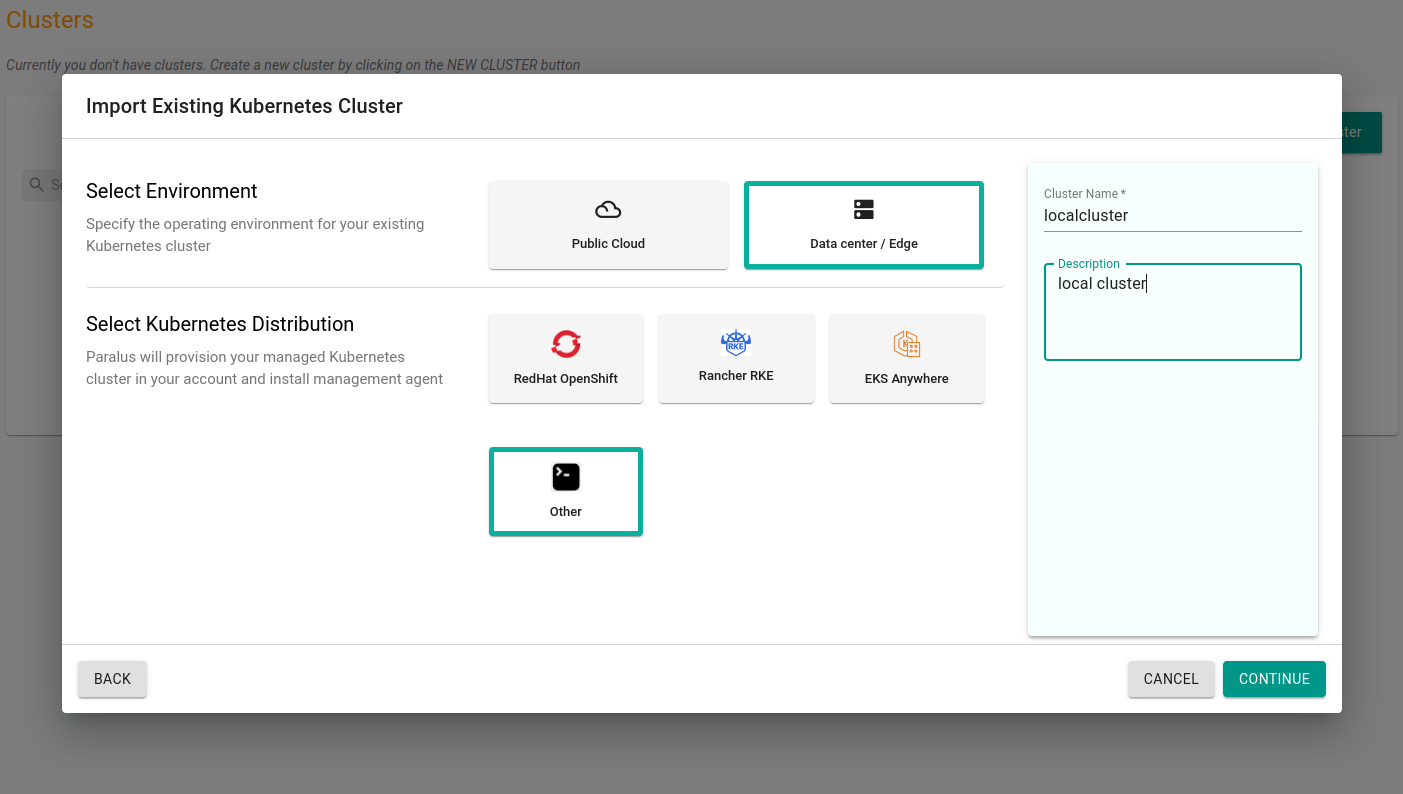 Create New Cluster